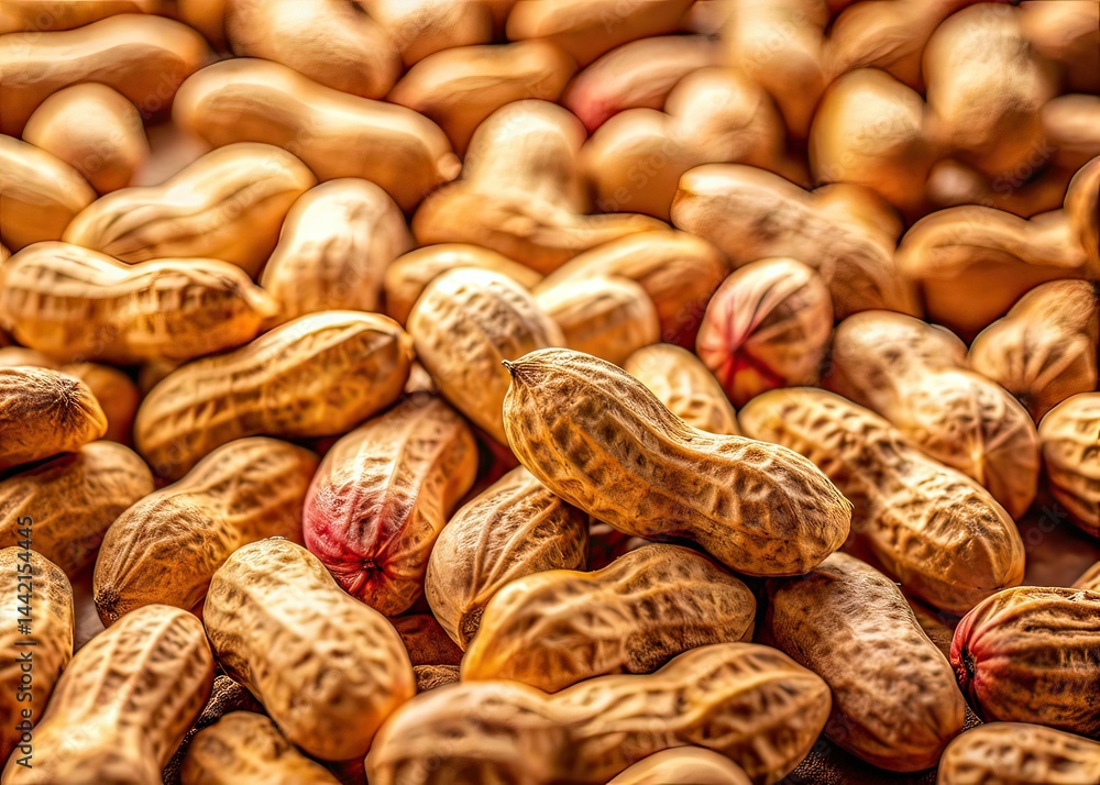 Macro Peanuts Harvest on Tan Surface - High Resolution Food Photography