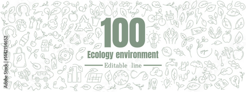 ecology environment icon resources bundle set with line doodle style for eco energy and nature environment