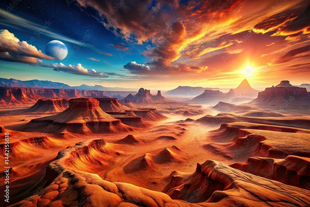 Mars Wallpaper Background - AI Generated Landscape with Copy Space
