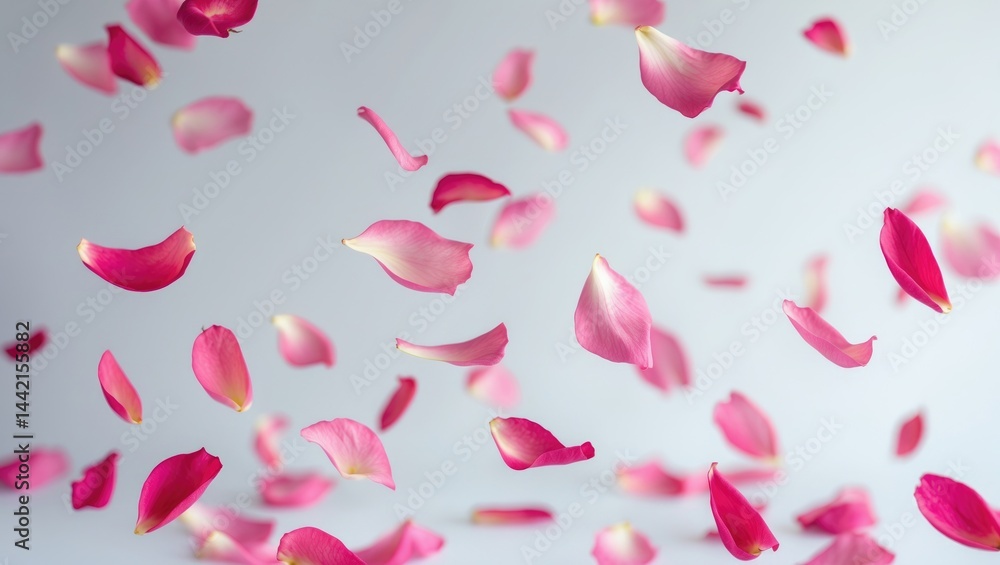 A background filled with flying rose petals. A background filled with flying rose petals.