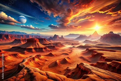Obraz na płótnie Mars Wallpaper Background - AI Generated Landscape with Copy Space w salonie