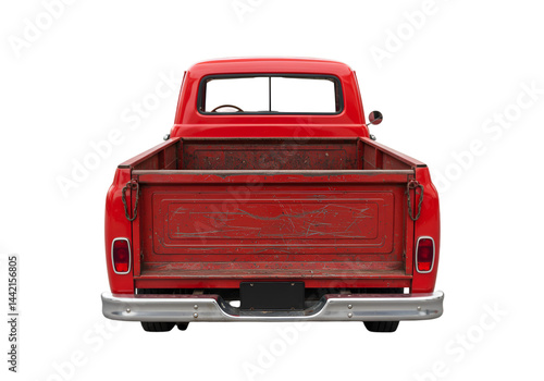 Classic Red Pickup Truck Vintage Vehicle Image isolated on transparent background