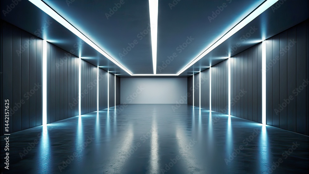 Minimalist Empty Room, Long Light Beam, Depth, Perspective, AI Photography