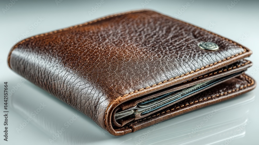 a leather wallet on a white isolated background, minimalistic and clear lighting a leather wallet on a white isolated background, minimalistic and clear lighting