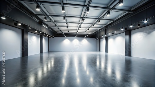 Obraz na płótnie Minimalist Empty Room - Dramatic Lighting w salonie