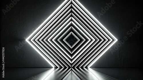 Obraz na płótnie Minimalist Geometric Pattern, Neon Accent, Black and White Photography w salonie