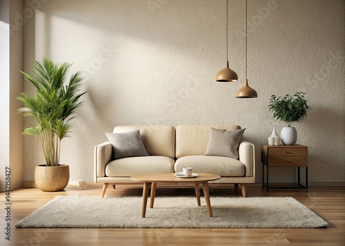 Minimalist Japandi Living Room Macro Photo Mockup