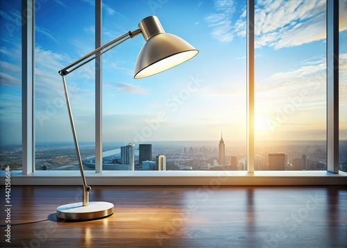 Obraz na płótnie Minimalist Modern Desk Lamp - Empty Room - Panoramic Photography w salonie