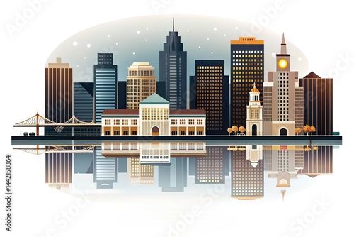 Obraz na płótnie Minimalist Oakland Skyline - Rule of Thirds Design w salonie