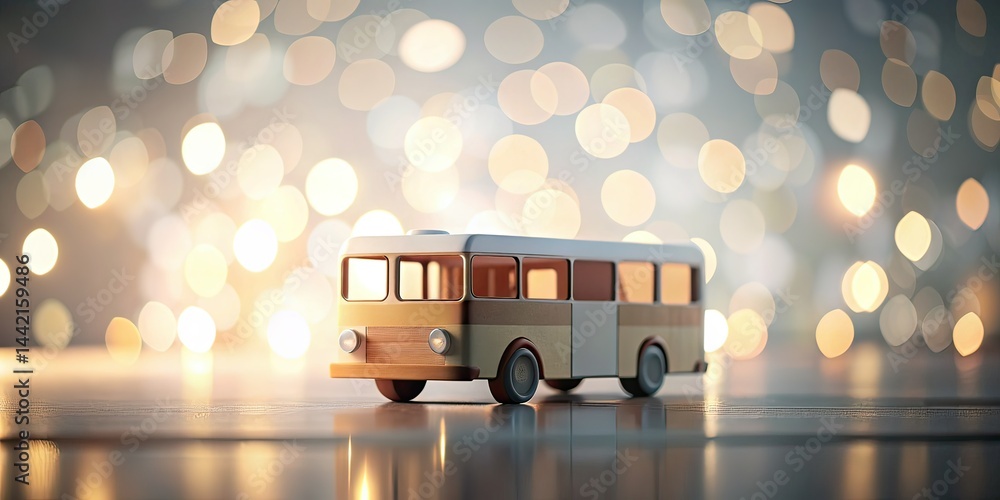Minimalist Toy Bus, Retro Bus, Playful Transportation, Modern Art, Geometric Shapes, Abstract Photography