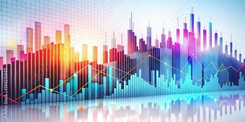 Obraz na płótnie Minimalist Stock Market Graph AI Art, Equity Prices, Financial Data Visualization w salonie
