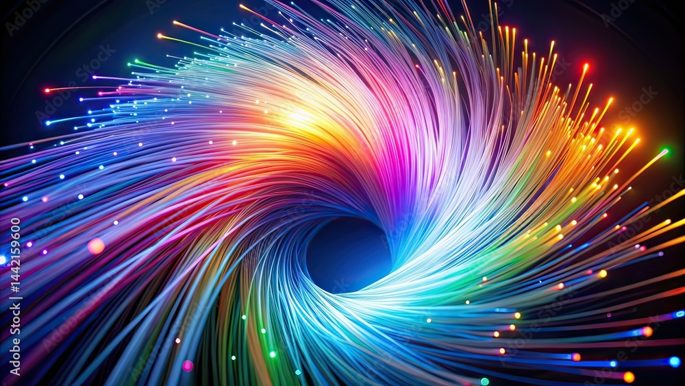 Minimalist Vortex Fiber Optics, Abstract Photography, Swirling Light