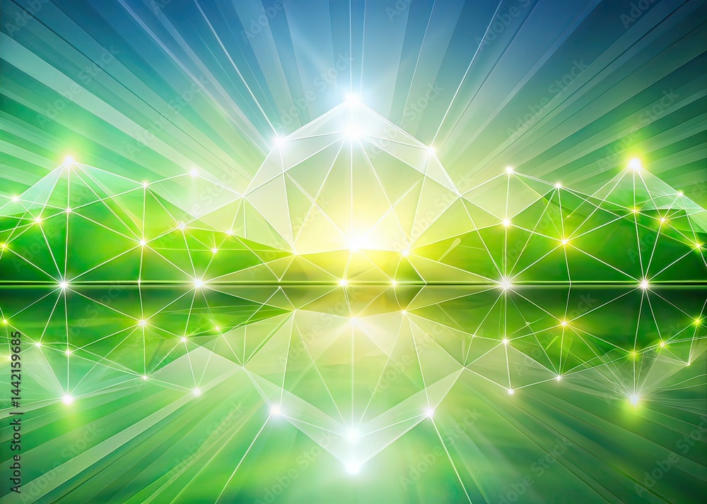 Minimalist White & Green Geometric Light Landscape Design