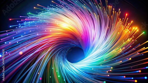 Obraz na płótnie Minimalist Vortex Fiber Optics, Abstract Photography, Swirling Light w salonie