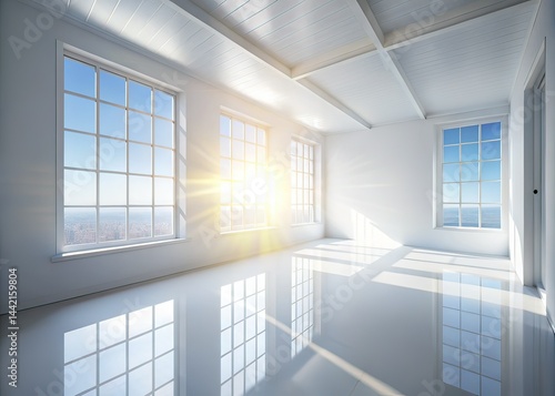 Minimalist White Room Sunlight Windows Photography