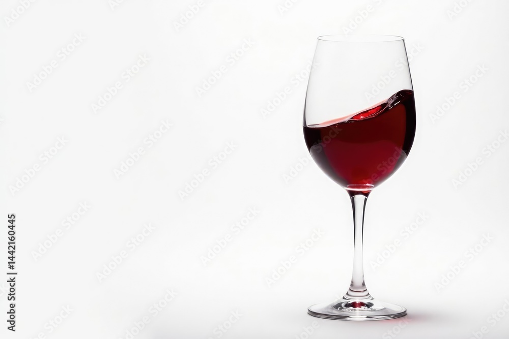Rich red wine, swirling in glass against pure white , macro, object, backdrop Rich red wine, swirling in glass against pure white , macro, object, backdrop