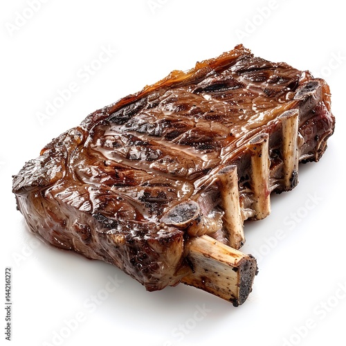 Delicious grilled ribeye steak on white background perfect for food blog and recipe website content creation on transparent background