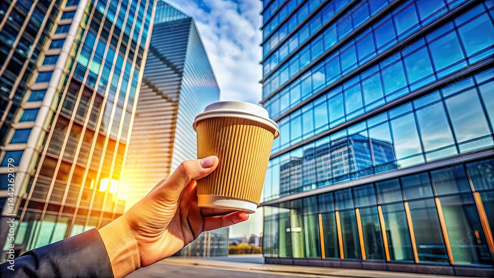 Modern Architecture Coffee Break - Hand Holding Disposable Cup