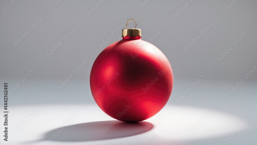 Single red Christmas ornament on a neutral background Single red Christmas ornament on a neutral background