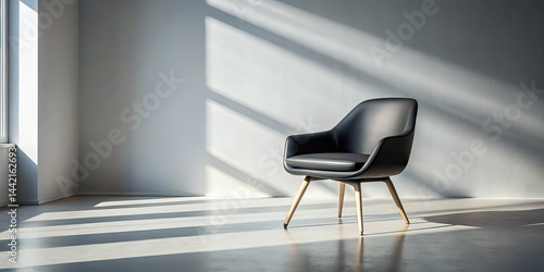 Obraz na płótnie Modern Black Chair, Minimalist Interior, Sunlight Photography w salonie