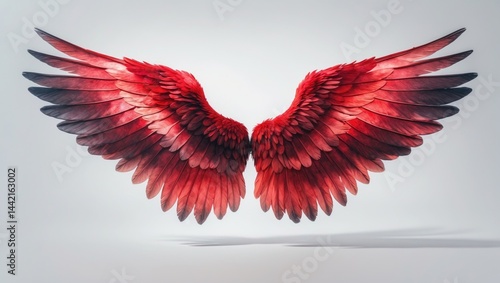 Fototapeta Naklejka Na Ścianę i Meble -  Red wing alone against the background.