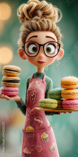 Obraz na płótnie girl with macarons w salonie