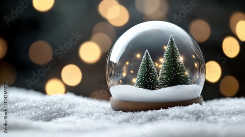 Christmas snow globe with trees