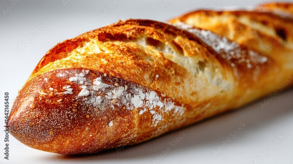 a fresh baguette on a white isolated background, warm and inviting lighting a fresh baguette on a white isolated background, warm and inviting lighting