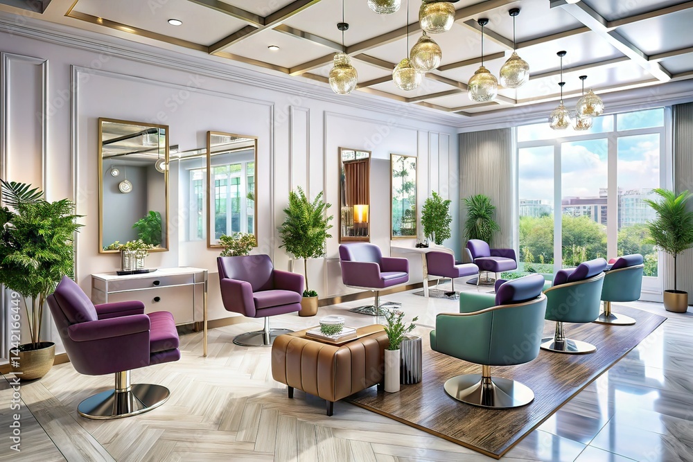 Modern Luxury Beauty Salon Interior - 3D Rendered Aerial View