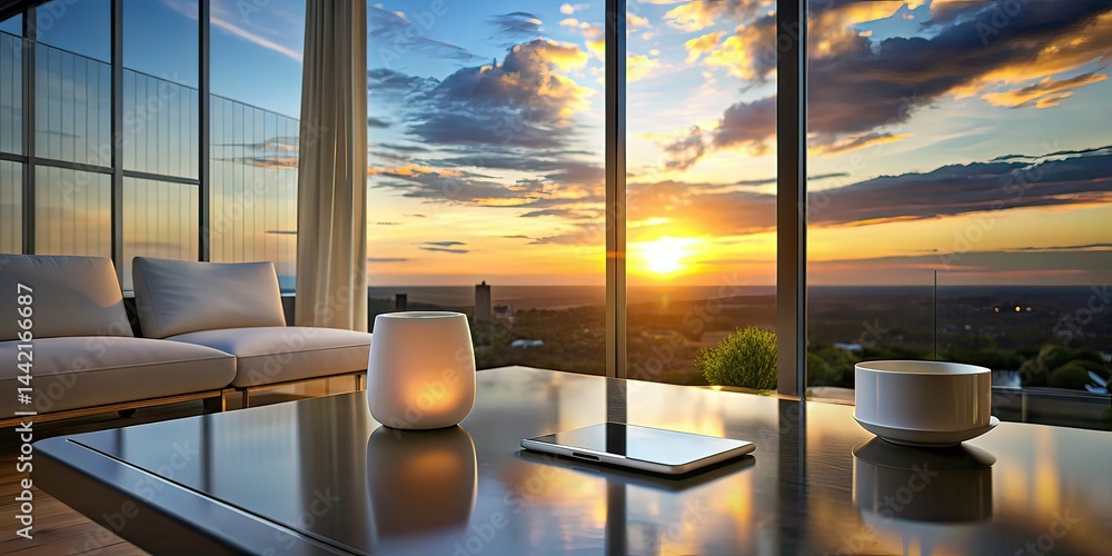 Modern Minimalist Smart Device - Sunset Living Room