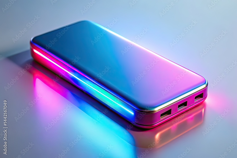 Modern Portable Charger Neon Light Effects Low Light Photography