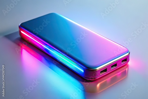 Obraz na płótnie Modern Portable Charger Neon Light Effects Low Light Photography w salonie