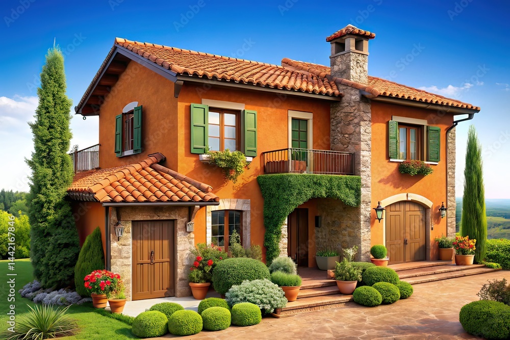 Modern Tuscan Farmhouse Exterior Photography
