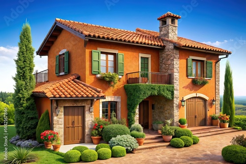 Obraz na płótnie Modern Tuscan Farmhouse Exterior Photography w salonie