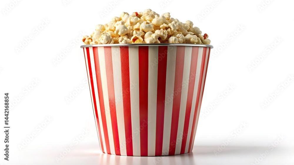 Movie Theater Snack, Popcorn, Striped Container, Red White, Photorealistic