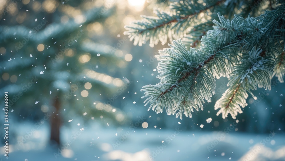 Blurred snowflakes background with space for text in a winter scene. Blurred snowflakes background with space for text in a winter scene.