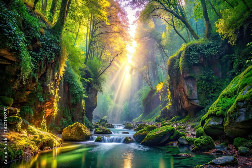 Mystical Canyon Sunlight Fantasy Nature, Spiritual Photography