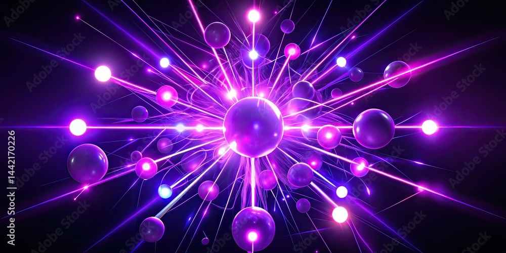Neon Burst Abstract Art - Asymmetrical Purple Light