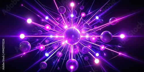 Obraz na płótnie Neon Burst Abstract Art - Asymmetrical Purple Light w salonie