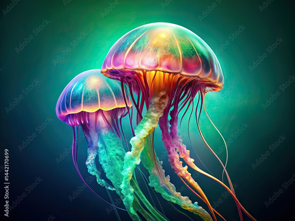 Neon Jellyfish Double Exposure Time Gradient