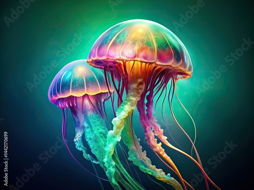 Neon Jellyfish Double Exposure Time Gradient