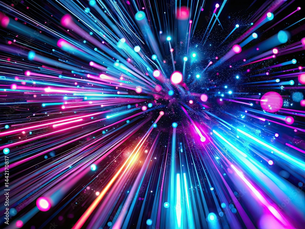 Neon Light Trails Macro Photography - Futuristic Background