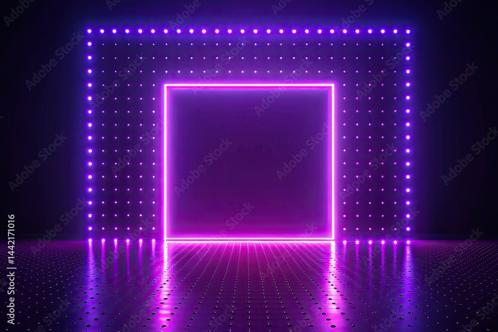 Neon Purple Square Frame 3D Rendering Minimalist Photography