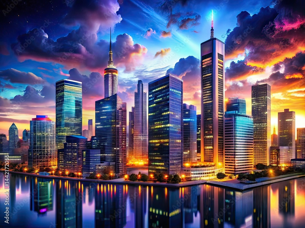 Night Cityscape Photography AI Art, Urban Lights, Metropolis at Night, Stunning Cityscapes, Astrophotography, City Lights, Dark Sky, Urban Photography, Night Photography, Cityscapes, Architectur