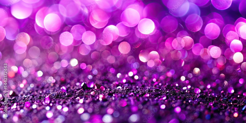 Night Photography: Blurred Purple Glitter, Close-Up, Defocused