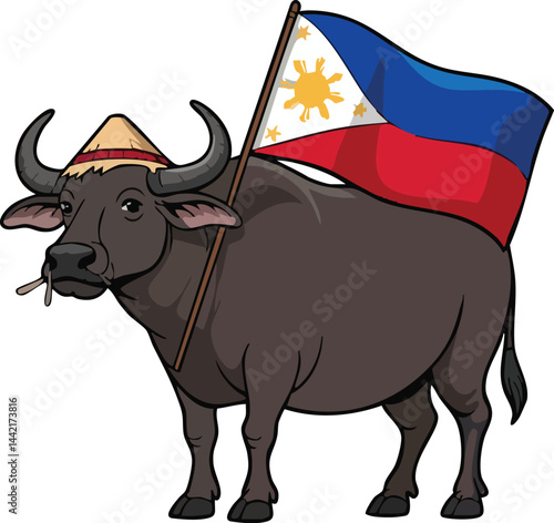 Filipino Carabao with Flag