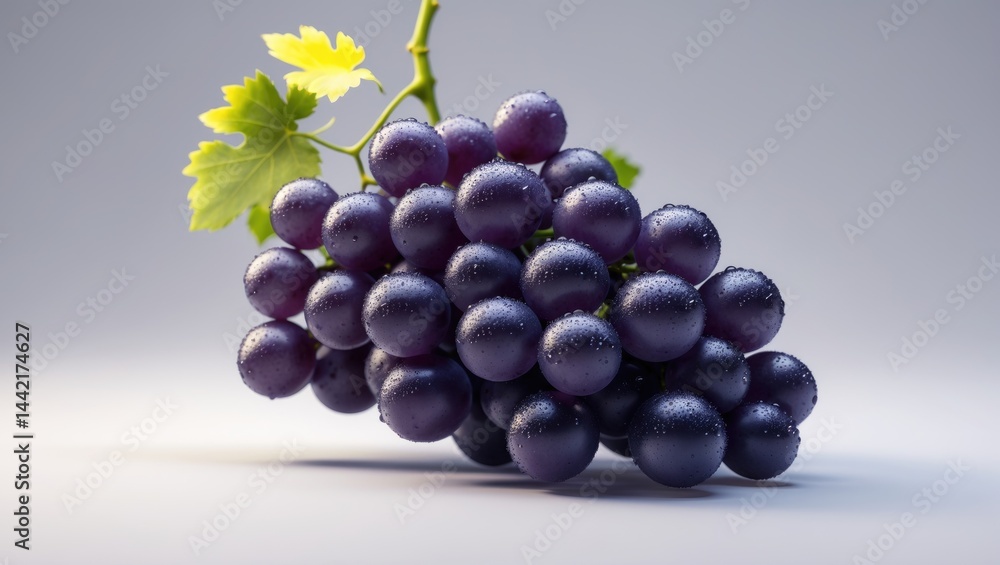 White background with isolated grape and clipping path, Wine grape with leaves set apart on white. White background with isolated grape and clipping path, Wine grape with leaves set apart on white.