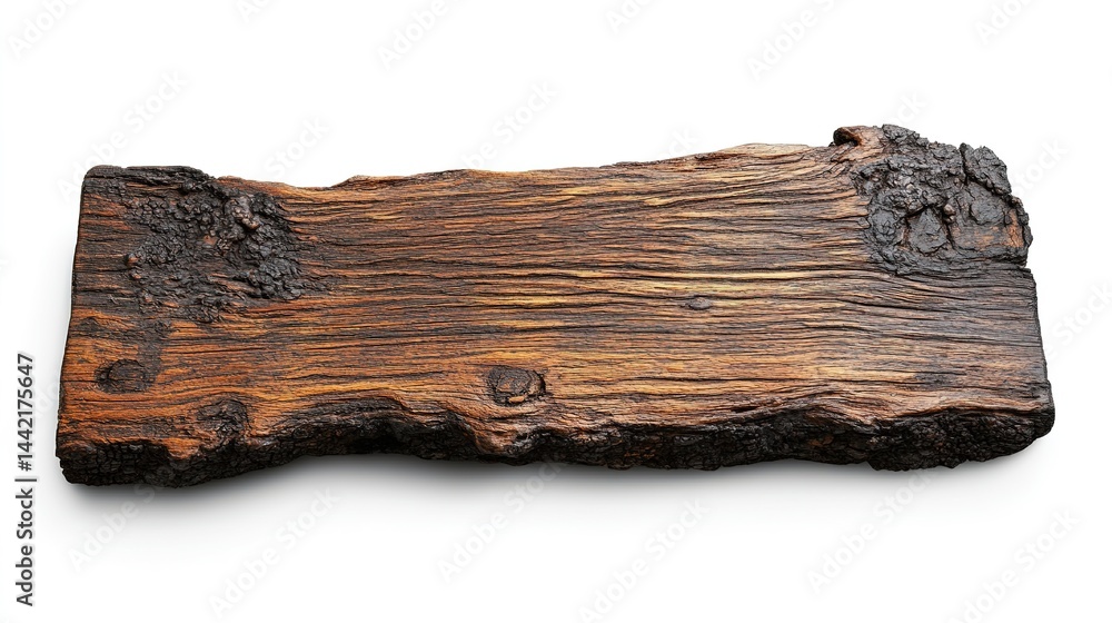 Burnt Wooden Board, Isolated on White Background, Clipping Path Included Burnt Wooden Board, Isolated on White Background, Clipping Path Included