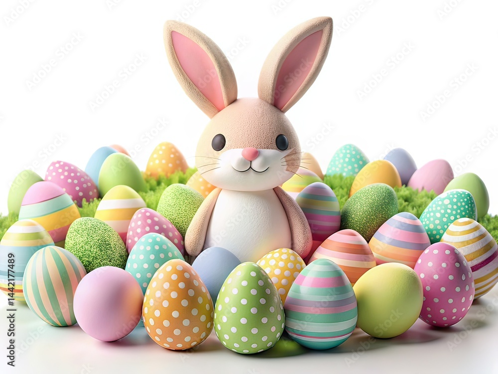 Pastel Easter Bunny 3D Paper Art Panoramic