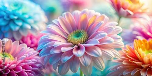 Obraz na płótnie Pastel Floral Abstract Background AI Art, Colorful Minimalist Photography w salonie